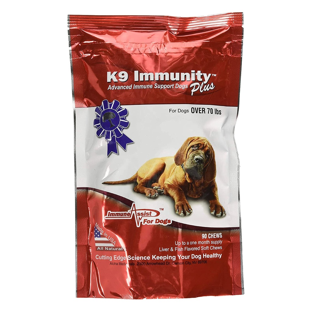 Aloha Medicinals - K9 Immunity Plus - Krachtige Immune Booster voor honden Meer dan 70 Ponden - 90 Zachte Kauwen
