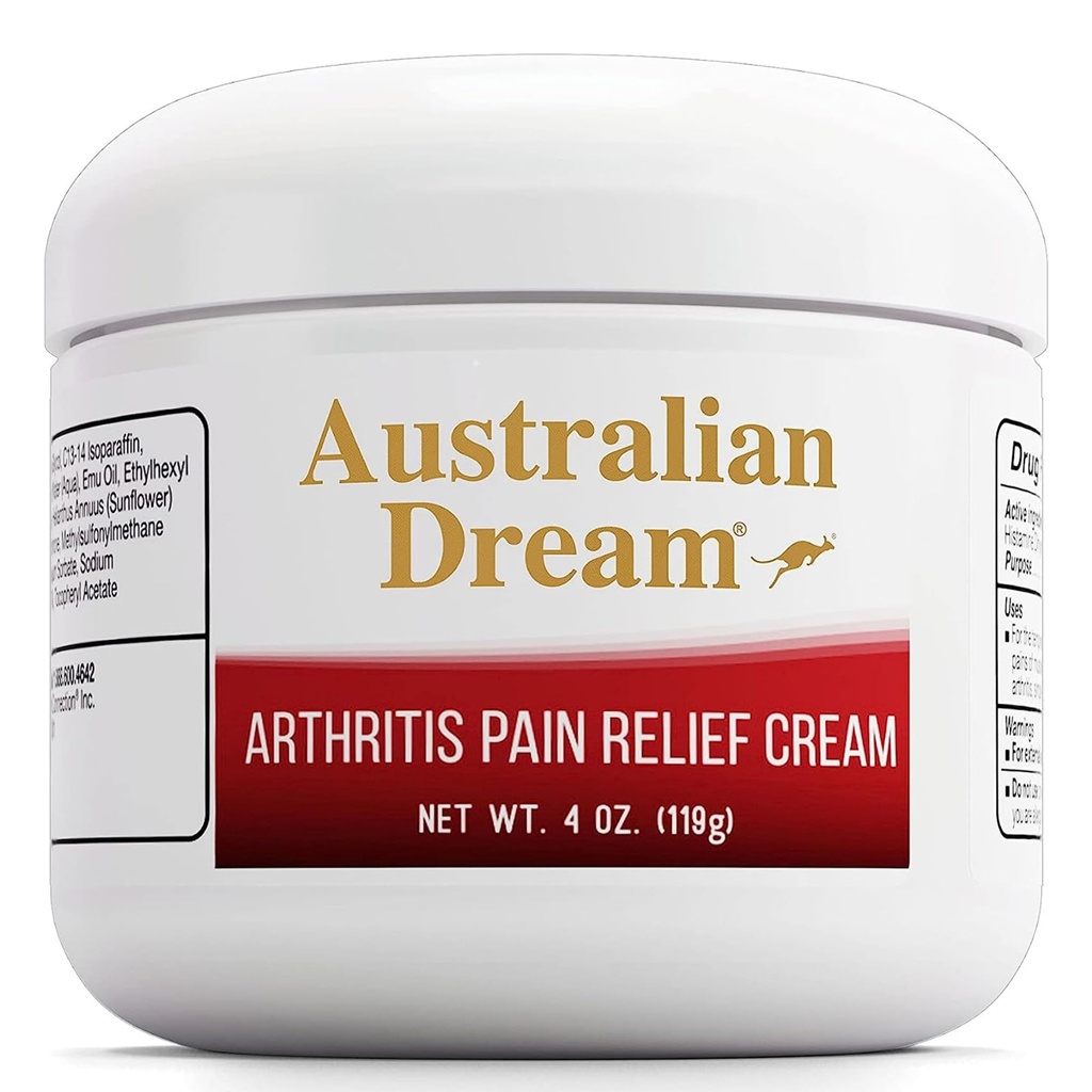 Australian Dream Artritis Pain Relief Cream - Verzachtende & niet-gemak - Krachtige Topische Artritis Pijn Verlichting - Goed voor spierpijn of gewrichten - 4 oz Jar