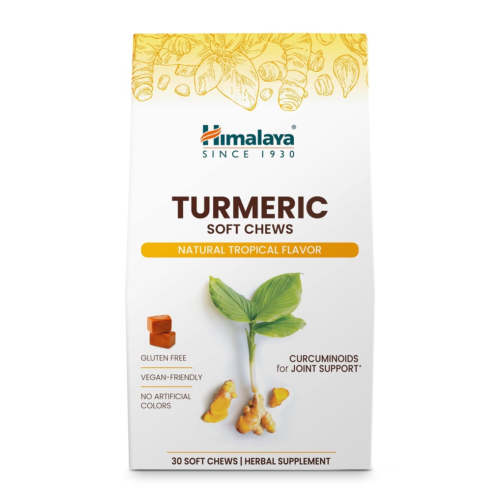 Himalaya Kurkuma Kauwen met Curcumin voor gezonde gezamenlijke ondersteuning, en Optimum Flexibiliteit & Mobiliteit, 300 mg Extracten per Serving, 30 Zachte Kauwen, 15 dagen Levering