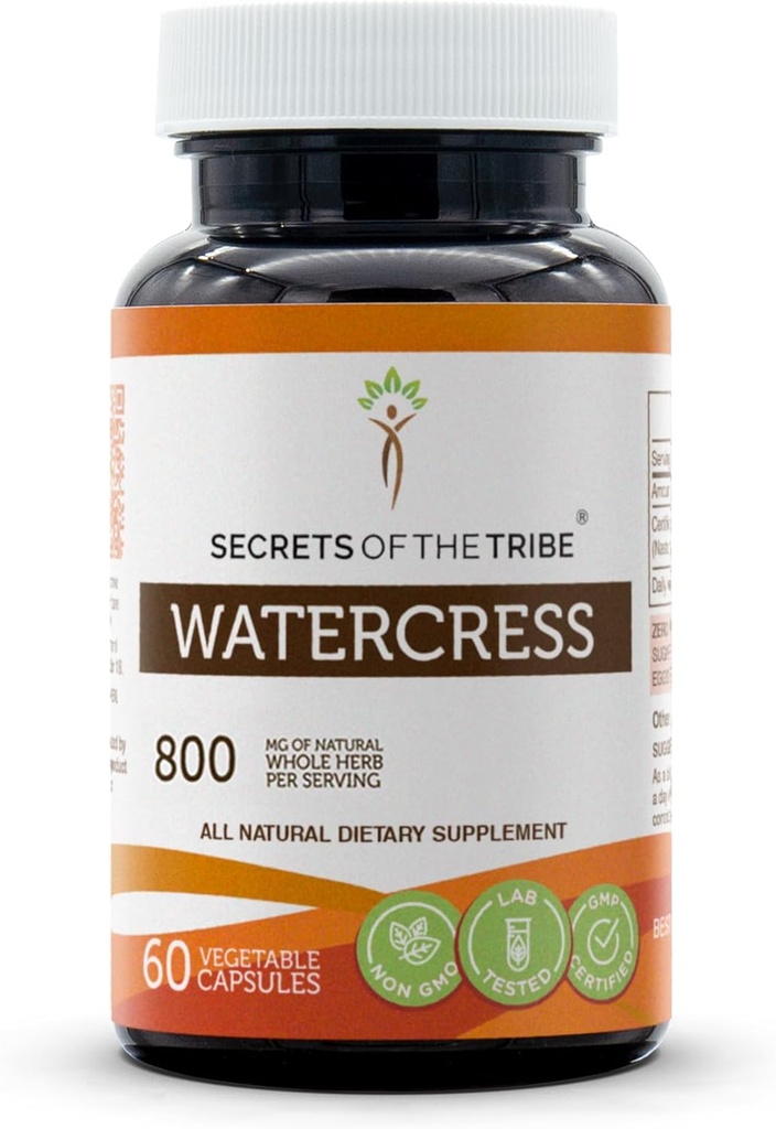 Secrets of the Tribe Watercress 60 Capsules, 800 mg, Watercress (Nasturtium Officinale) Dried Herb (60 Capsules)
