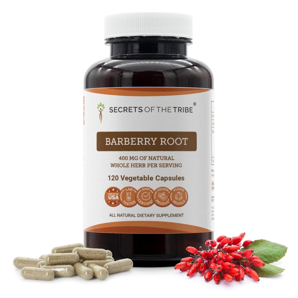 Secrets de la Tribe Barberry Root 120 Capsules, faites avec des capsules végétales et de la Barberis Vulgaris (Berberis Vulgaris)