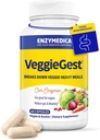 Enzymedica, VeggieGest, Digestieve Enzymen, Ondersteunt Occasional Gas & Bloating Relief van High Fiber Meals, voor Vegan & Vegetarian Diets, Enzyme Blend voor Digestieve Gezondheid, 60 Tel.