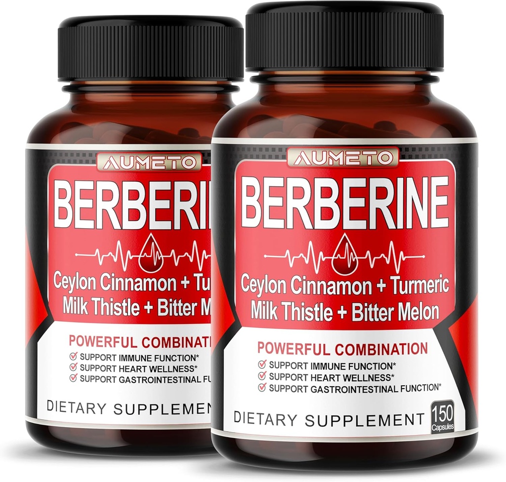 8 in 1 Berberine supplement - Per capsule Biedt - Ondersteuning Digestie, Immuniteit - met Ceylon Cinnamon, Melkdistel, Kurkuma, Bittermeloen