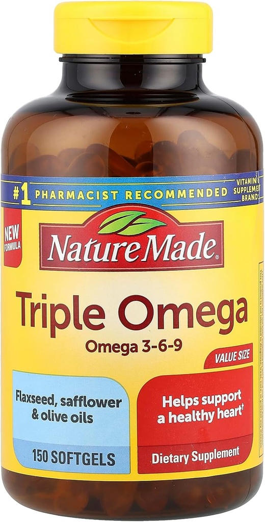 Triple Omega 3-6-9, 150 Softgels Value Size, Omega Supplement voor de gezondheid van het hart
