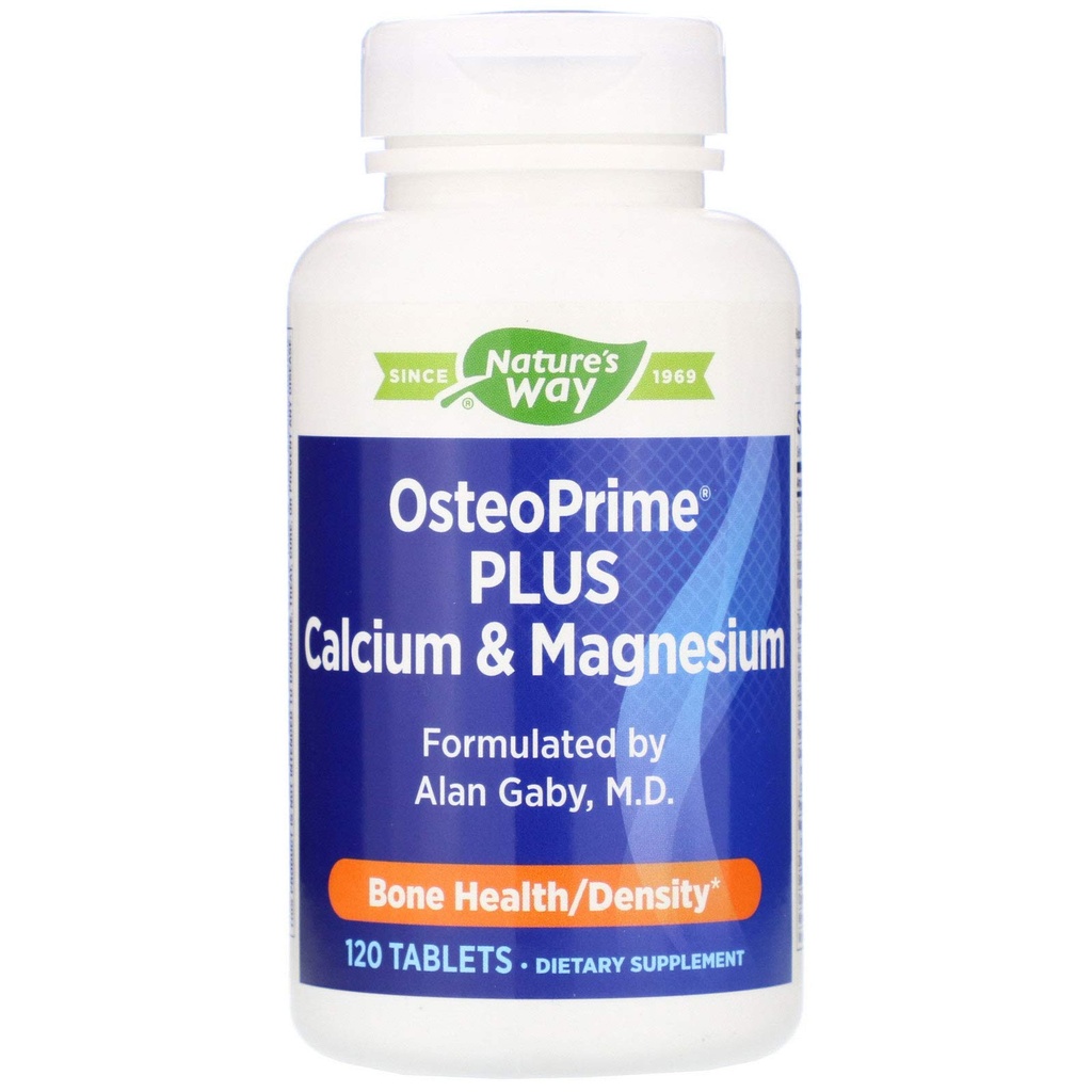 Nature's Way OsteoPrime PLUS Calcium & Magnésium, soutient la santé osseuse et la fonction musculaire*, avec des vitamines D3 & K2, Végétarien, 120 comprimés