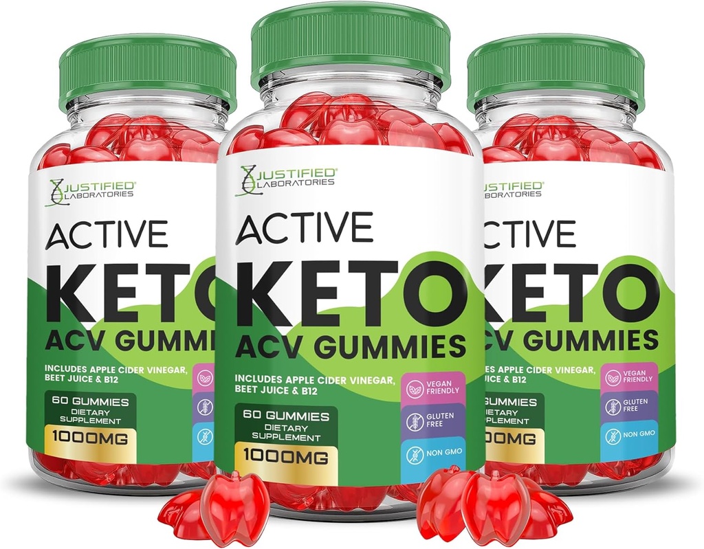 (3 Pack) Actieve Keto ACV Gummies Geavanceerde Formule 1000MG ActiveKeto Keto Gummies Apple Cider Vinegar Geformuleerd met Granaatappel Beet Sap Poeder B12 Vegan Non GMO 180 Gummys