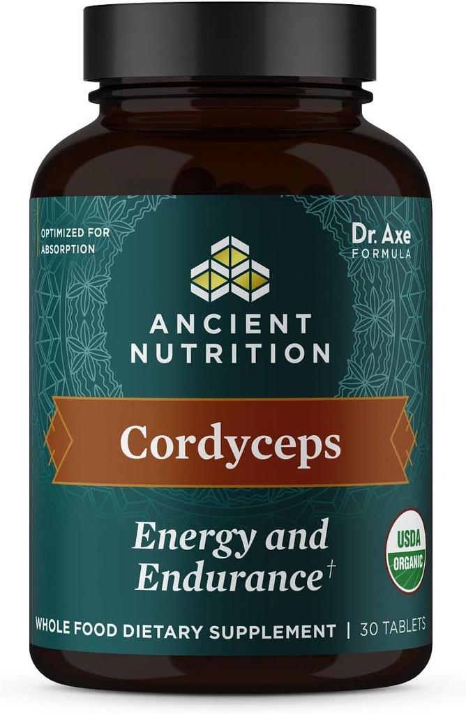 Oude Voeding Biologische Cordyceps tabletten, Gemaakt met Ashwagandha, Ondersteunt Energie en Duurzaamheid, Glutenvrij, Veganistisch, Paleo en Keto Vriendelijk, 30 Tellen