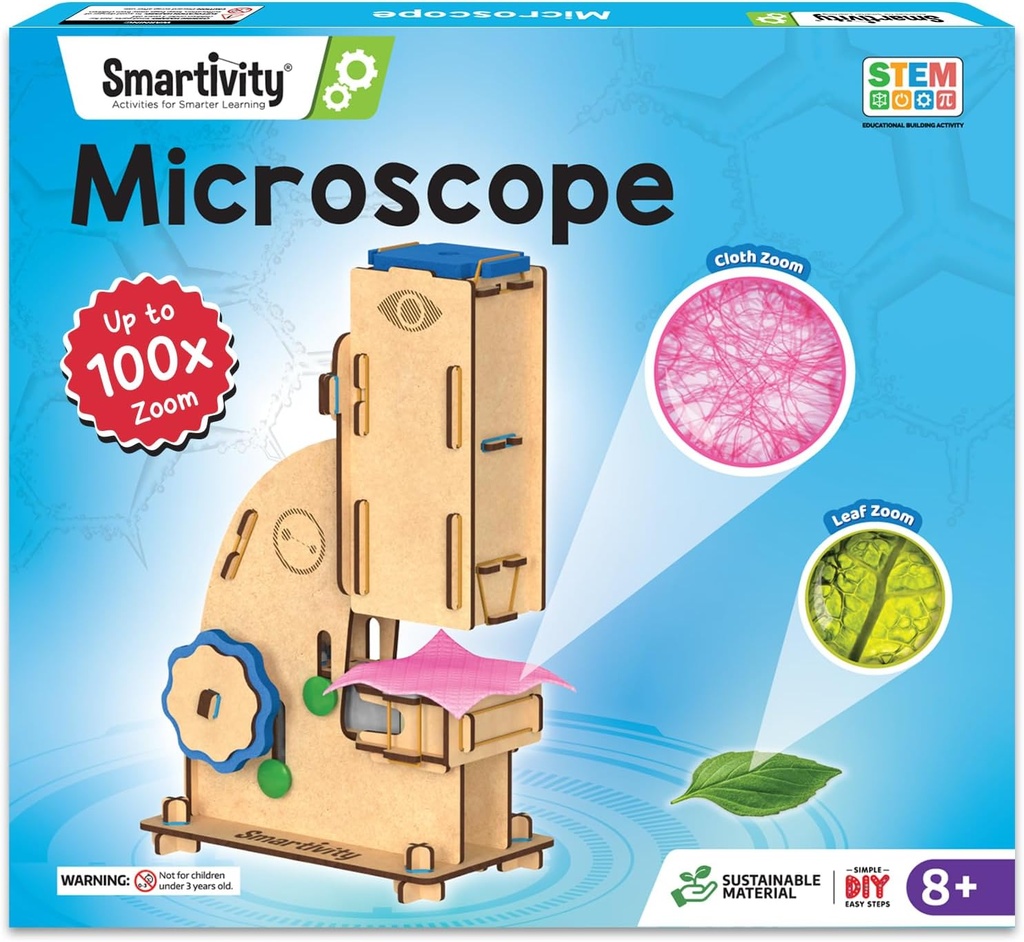 Smartivité Microscope 100x Zoom STEM Jouet pour les enfants de 8 à 14 ans Cool Cadeaux d'anniversaire Idées pour les garçons et les filles