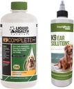 LIQUITHEALTH Huisdieren K9 Complete 8-in-1 Multivitamine voor alle honden & Puppies & K9 oorwasoplossingen - Pet Health Supplement bundel voor gezamenlijke en immuunondersteuning, hondenoor reiniging behandeling - Made in USA