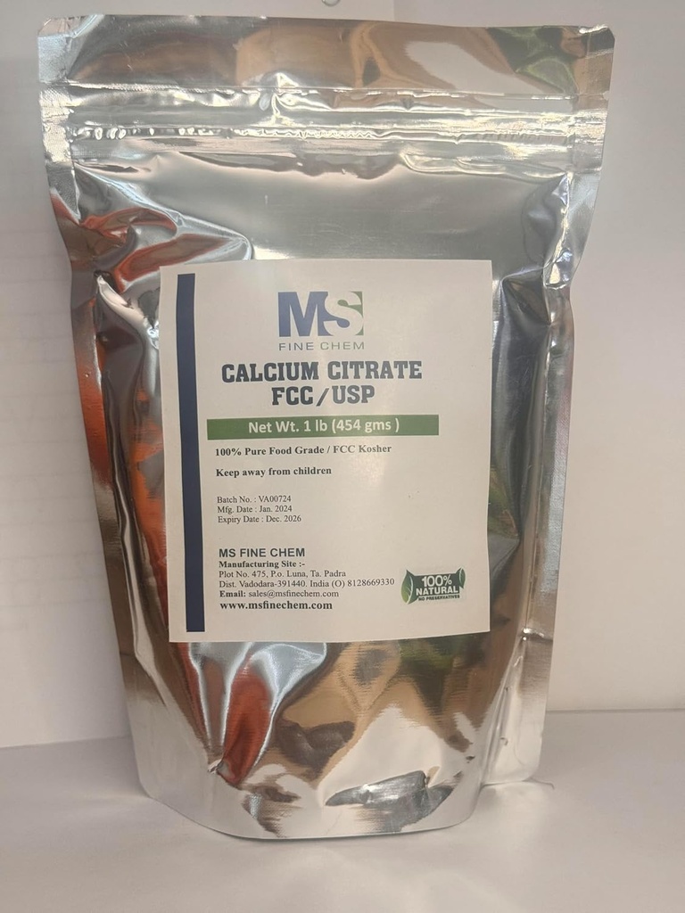 Calciumcitraatpoeder - Calciumcitraatsupplement, Calciumcitraat 1000mg - Glutenvrij, 4500mg (1000mg Calcium) per portie - 1 lb