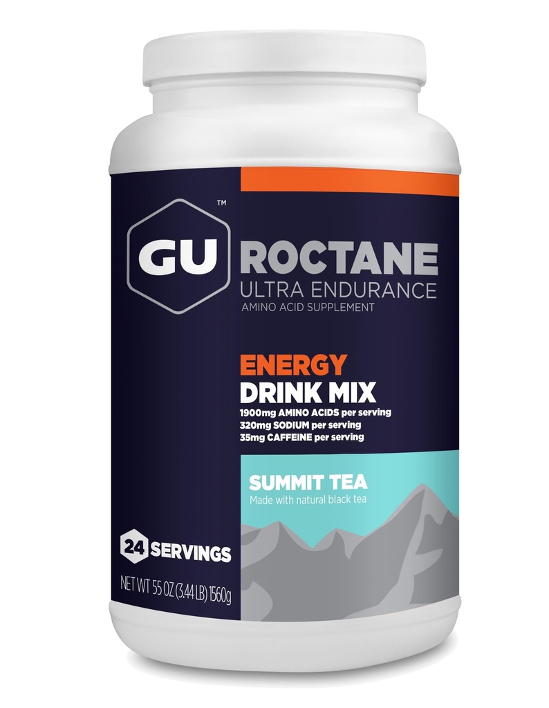 GU Energy Roctaan Ultra Endurance Energy Drink Mix, Vegan, Glutenvrij, Kosher, 35mg Cafeïne, en Dairy-Free n-the-Go Energy voor elke training, 3,44-Pond Jar, Summit Tea