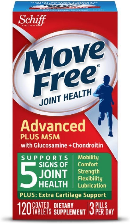 Move Free Advanced Plus MSM, 120 tabletten - Joint Health Supplement met Glucosamine en Chondroitin (verpakking van 12)