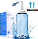 Darate Neti Pot Sinus Sinaasfles, Neuswas Reiniger Druk Sinas neus Irrigatie voor volwassen & Kid BPA vrij met Sticker Thermometer (500ML)