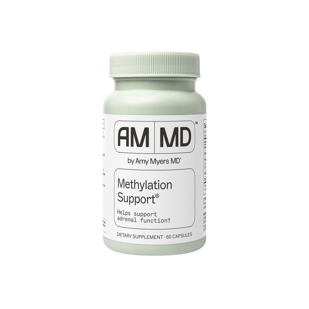 Amy Myers MD Soutien à la méthylation - Supplément MTHFR - Soutiens Fonctions adrénales, Gut & Santé du foie - Contient Folate, Vitamine B12, B6 & B2 - Non-OGM et sans gluten - 60 Capsules (30 portions)