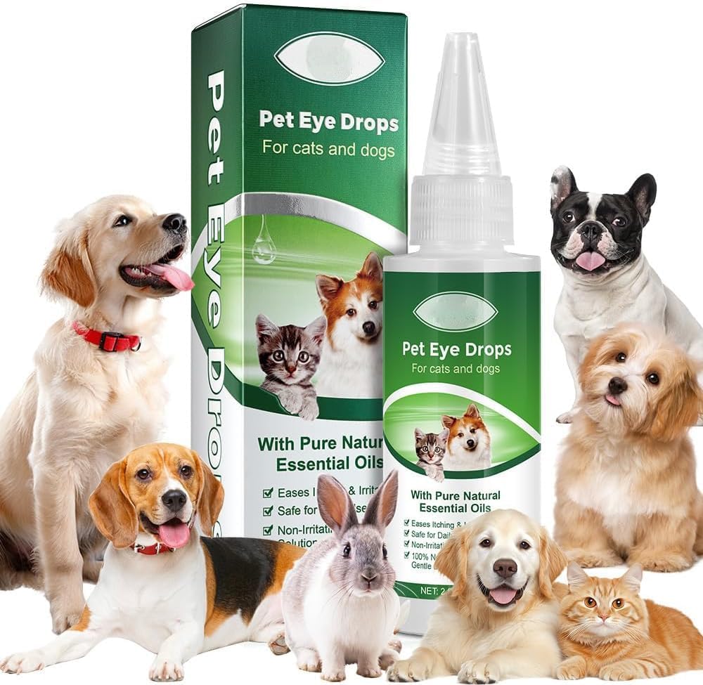 AIQIUSHA hondenoog druppels 60ML voor alle dierlijke ogen wassen, Helpt Relieve Pink Eye & Allergie symptomen, Eases Jeuk & Irritatie, met Pure Natuurlijke Essentiële Oliën 100% natuurlijke, veilige, zachte en niet-toxische