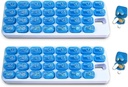 31 Dag Maandelijkse pil Organisator met Pop Out Pocket Pill Pods en opslagbak voor vitamines, supplementen, thuis, werk of reizen - 2 Pack Blue