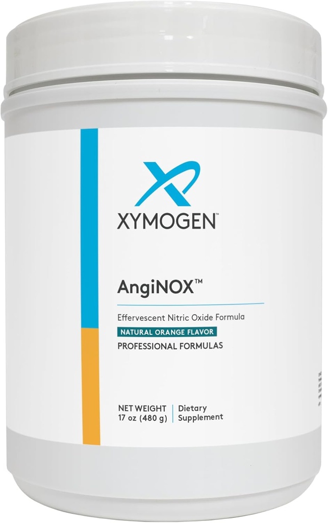 XYMOGEN Anginox - Nitric Oxide Ondersteuning Powder with L-Arginine, L-Citrulline + Quercetine - Ondersteunt Athletische prestaties, helpt bij het optimaliseren van de bloedstroom + zuurstof - Orange Flavor Drink (17 oz)