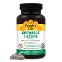 Country Life Kauwbaar L-Lysine supplement met vitamine D en vlierbessen, Immune Support en collageen vernieuwing voor huidweefsel, ideaal voor volwassenen