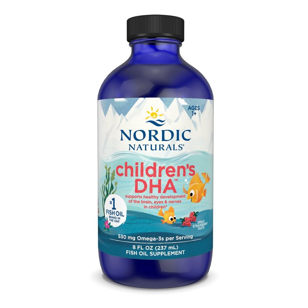 Nordic Naturals kinderen DHA, aardbei - 8 oz voor kinderen - 530 mg Omega-3 met EPA & DHA - Hersenontwikkeling en functie - Non-GMO - 96 Servers