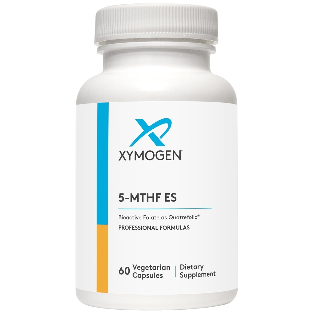 XYMOGEN 5-MTHF ES - 17.000 mcg DFE - Bioactive Folate Supplement as Quatrefolic - Mood, Cardiovasculaire + Methylation Support - Vitamine B Methylfolaat als L Methylfolaat (60 capsules)