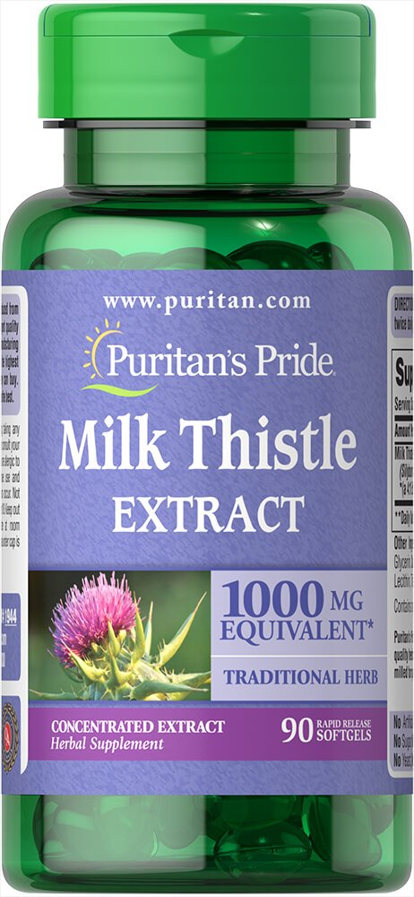 Puritan's Pride Milk Thistle 1000mg, 4:1 Extract (Silymarin), 90 Tellen