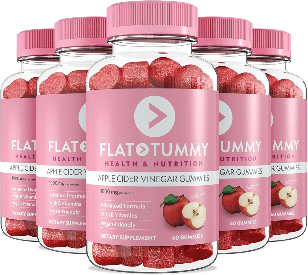Flat Tummy Apple Cider Vinegar Gummies, 60 Count (5 Pack) 
