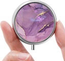 Mini pil Box, kleine pil Box, draagbare pil Box, schattige pil Organizer voor vitamines, medicijnen, visolie en supplementen (paarse marmer)