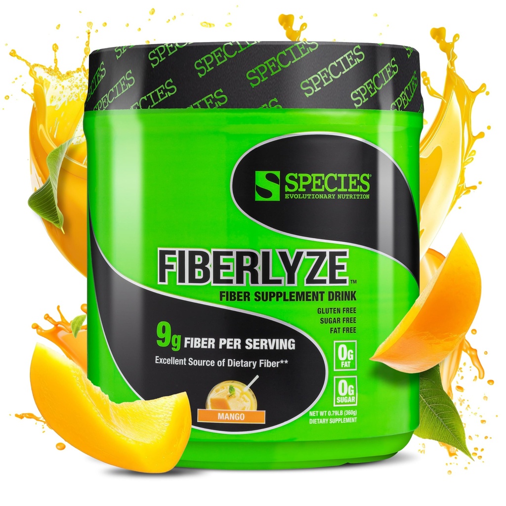 Soort Voeding Fiberlyze Fiber Supplement, Psyllium Based Oplosbaar & Onoplosbaar Vezelpoeder voor gezonde Colon, Digestieve functies (Mango, 30 porties)
