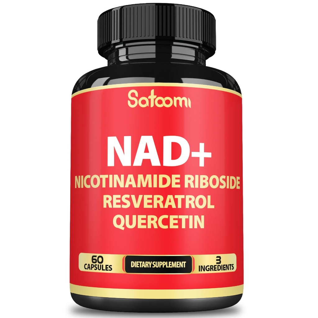 Satoomi NAD Supplement met Nicotinamide Riboside NR, Resveratrol, Quercetin - 60 Tellen - 30 Dagen
