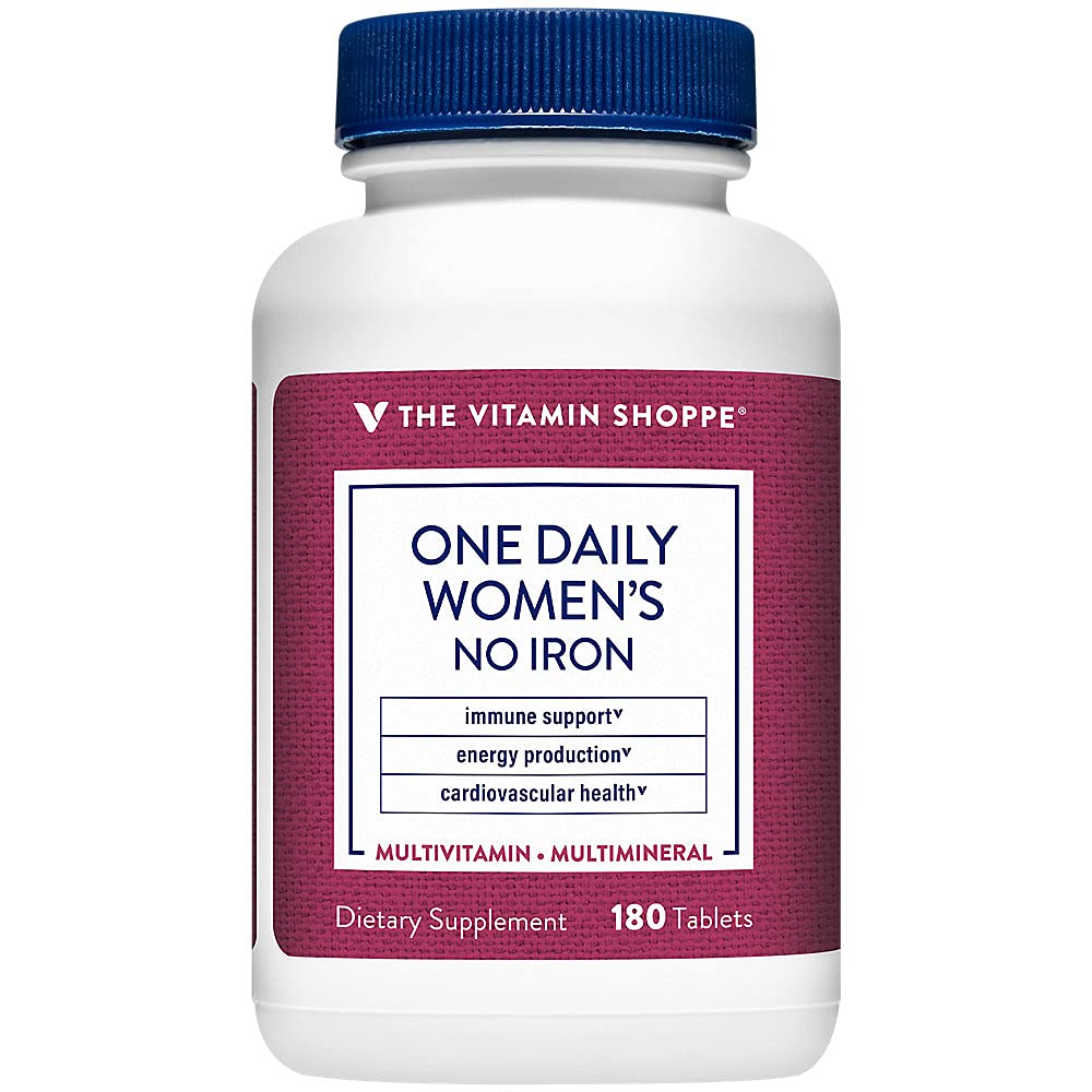 De vitamine Shoppe One Daily Women's Multivitamine zonder ijzer, 2000IE Vitamine D3, Multi-Mineral Supplement, Ondersteunt energieproductie, Ondersteunt Cardiovasculaire en Immune Gezondheid (180 tabletten)