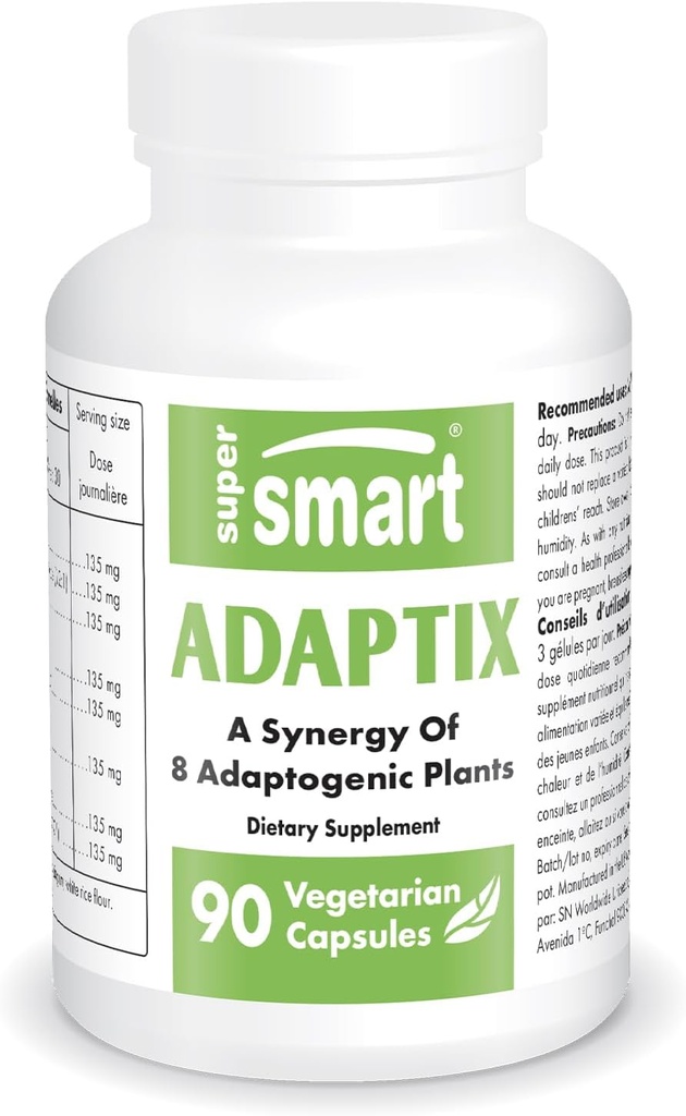 Supersmart Adaptix (Advanced Formula) - 8-in-1 plantenextracten - Adaptogen Herbs with Ashwagandha, Astragalus, Ginseng, Reishi 
