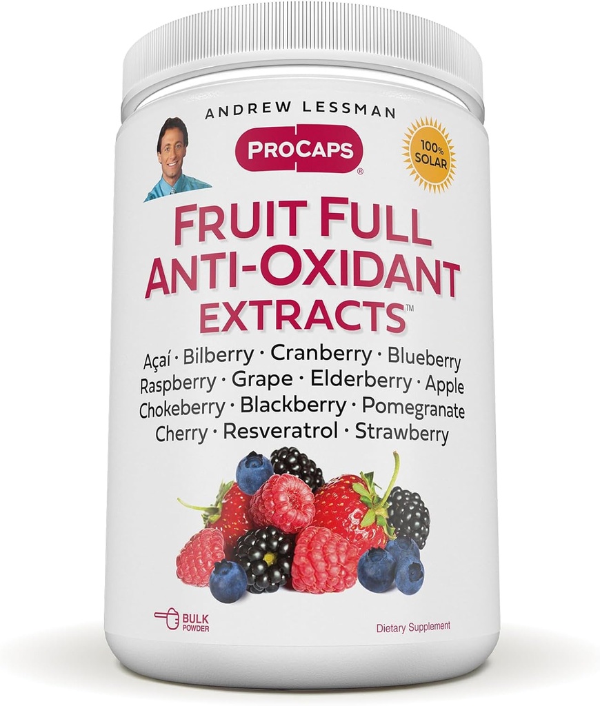 ANDREW LESSMAN Fruit Volledige anti-oxidant Extracten Poeder 600 Servers - 14 Natuurlijke Fruit en Bessen Extracten. Blauwe bosbes, Cranberry, Grape Seed, Granaatappel, Resveratrol, en meer.