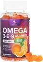 Omega 3 6 9 Gummies - Vegan Omega 3 Supplement Gummy - Essentiële vetzuren Olie 369 Complexe Hartondersteuning & Hersenondersteuning voor vrouwen, mannen & zwangerschap, Visvrij Niet-GMO, Oranje smaak - 60 Gummies