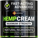 Crème de chanvre - Lotion de force maximale pour soulager le malaise - Gel avec Arnica, Glucosamine, MSM, Menthol, Aloe Vera, Huile de chanvre, Turmeric - Absorption rapide, Long-Lasting, Non-Greasy, Agréable Scent - 4 oz