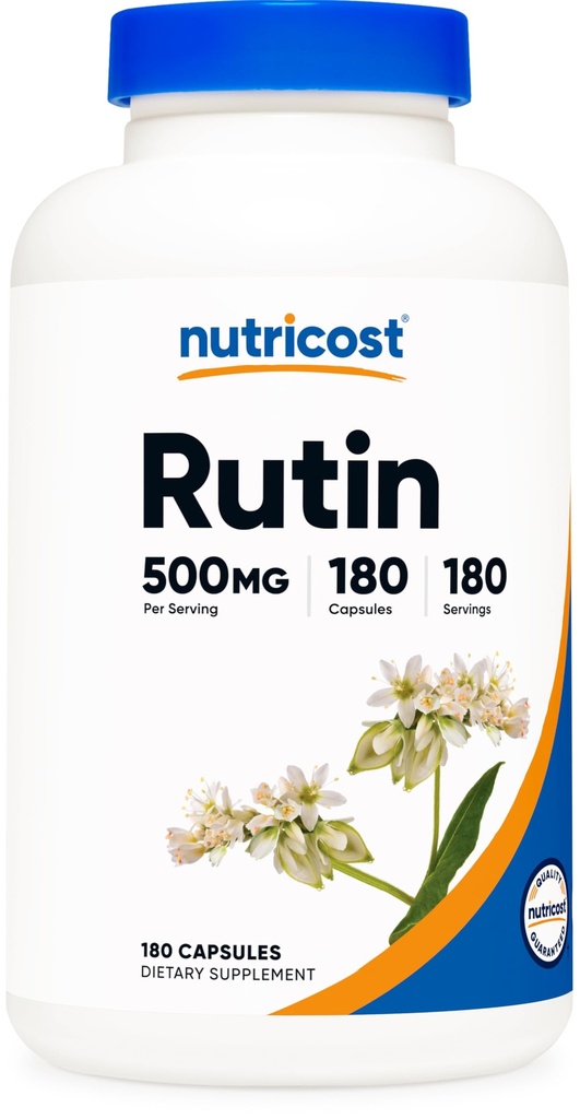 Nutricost Rutin 500mg, 180 Capsules - Sans gluten, non-OGM, et Végétarien Friendly