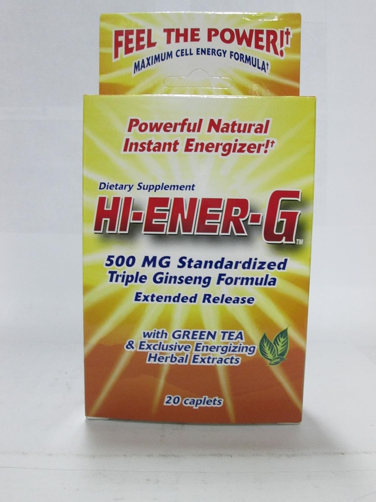 Windmolen Health Products Hi-Ener-G Triple Ginseng Supplement Caplets, 500 mg, 20-Count pakketten (verpakking van 3)