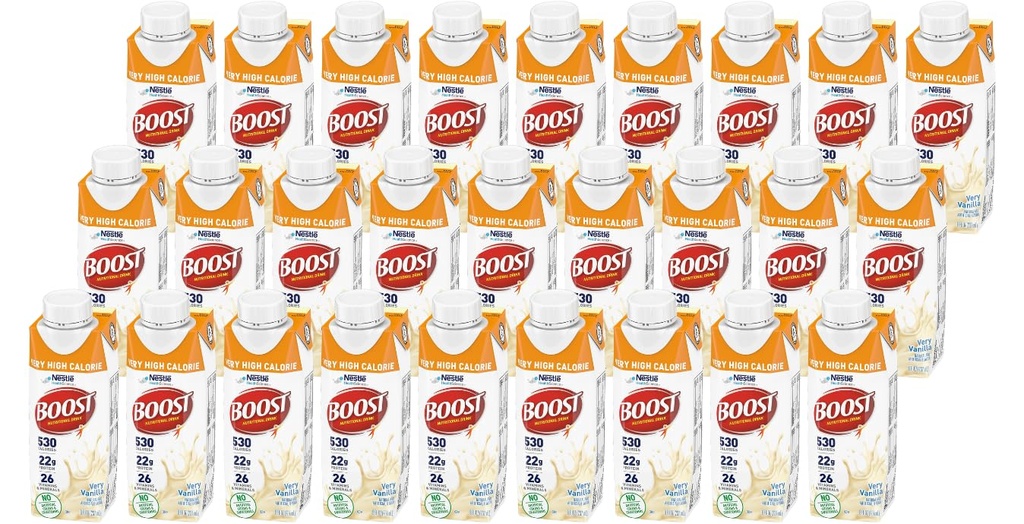 Boost Very High Calorie Nutritional Drink, Very Vanilla, 8 Ounce Box, Pack van 27