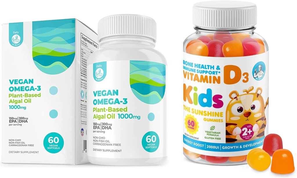 DR. MORITZ Vitamine D Gummies voor kinderen en volwassenen en Vegan Omega 3 Softgels