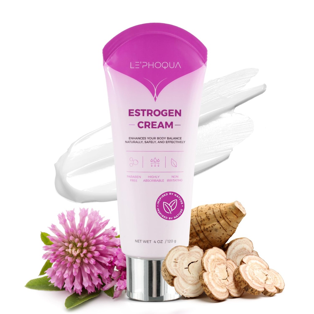 Estrogeen crème voor vrouwen Menopauze Verlichting: natuurlijke bioidentieke oestrogeen crème voor hormoonbalans, Hot Flashes en Menopauze Ondersteuning - Topische Fytooestroom voor gezicht, armen en buik - 4 Oz