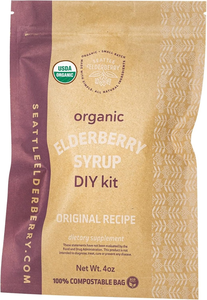 Stroop DIY Kit Maak uw eigen heerlijke, Glutenvrije kruidensupplement Stroop met krachtige Immune Voordelen, bevattende alleen organische ingrediënten gemaakt in kleine batches in de VS - 4oz