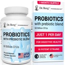 Dr. Berg Probiotic Supplement (60 Miljard CFUs) - Helpt Occasional Constipatie, Diarree, Gas & Bloating* - Pre- en Probiotica voor Digestieve Gezondheid - 30 Probiotische Capsules