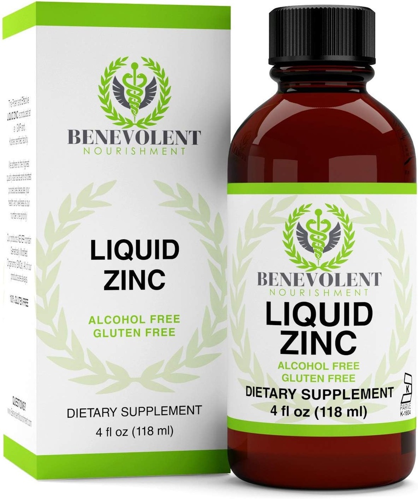 Zinksupplement met biologische vlierbessenvrucht en kruiden - Krachtig en effectief vloeibaar Dieetsupplement voor volledige familie - 100% alcohol en glutenvrij - niet GGO-formule. Grote 4oz fles.