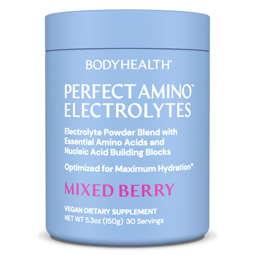 BodyHealth PerfectAmino Elektrolyten Poeder Geen Suiker, Keto Suiker Vrij vasten Elektrolyten Drinkmix, Hydration Powder met Trace Minerals - Gemengde Berry - 30 porties