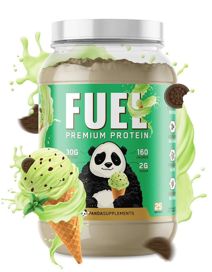 Underground Bio Labs Panda Fuel Premium Protein Wei, Hydrolyzed Collageen, Caseïne,Probiotica, Enzymen, Keto Friendly,Time Release, 25 Servings (2,5 pond, Mint Chocolate Ice Cream)