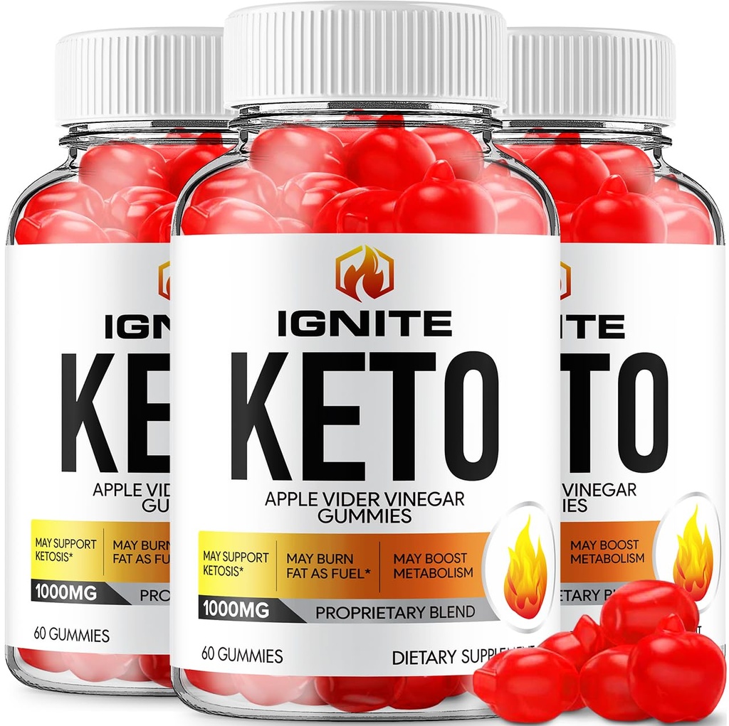 (3 Pack) Ignite Keto ACV Gummies - Advanced Formula Ignite Keto Plus ACV Gummies Apple Cider Vinegar Ignite ACV Dieetsupplement (180 Gummies)