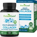 ForestLeaf Multi Collageen Pillen - Collageen Mannen & Collageen Vrouwen - Gehydrolyseerde collageen Supplementen met vitamine C & Hyaluronzuur - Collageen Capsules voor haar, huid en nagels (240 Peptide Capsules)