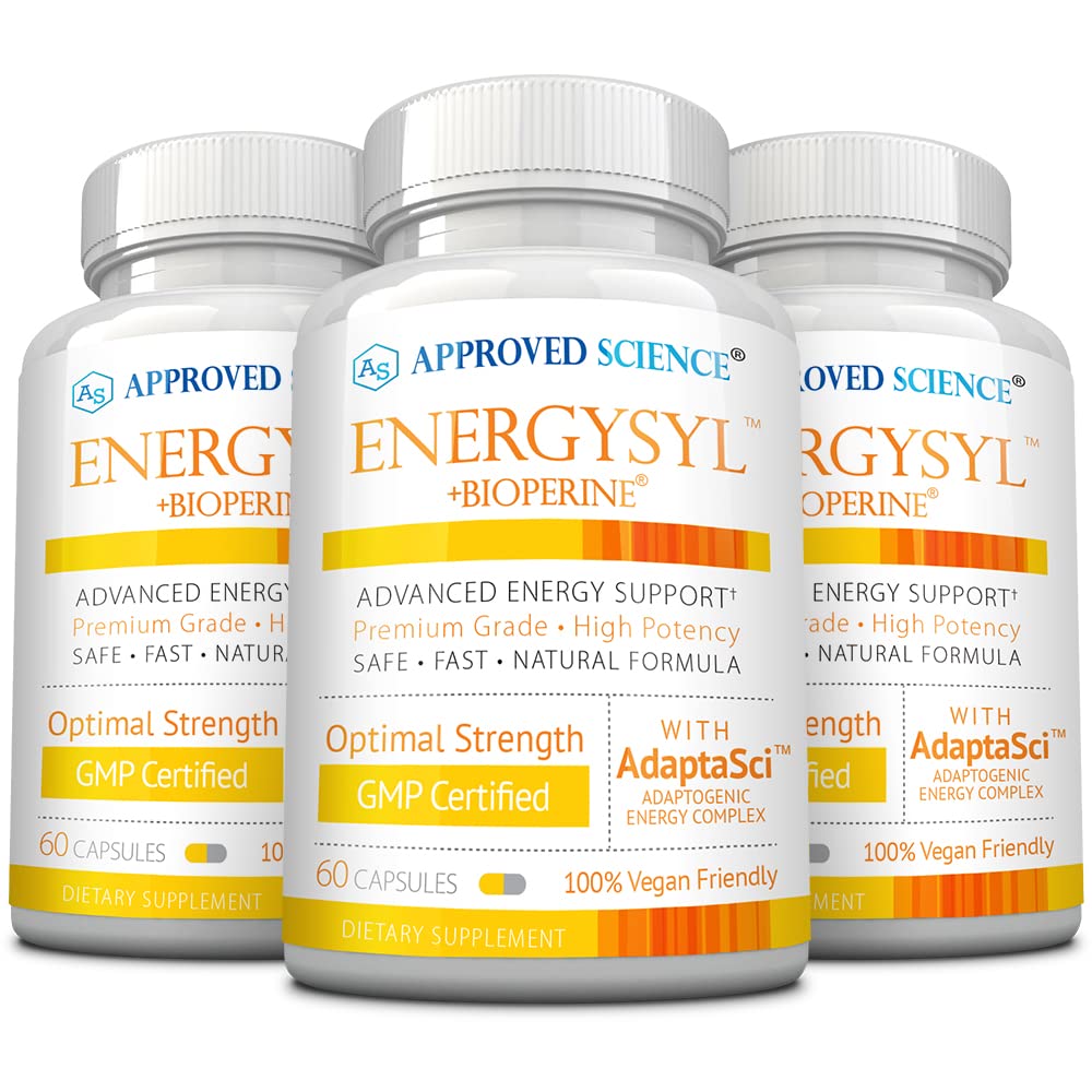 Goedgekeurde Science Energysyl - Cafeïnevrij - met Adaptogenen, B-vitaminen en Bioperine - 3 maand levering - 180 capsules