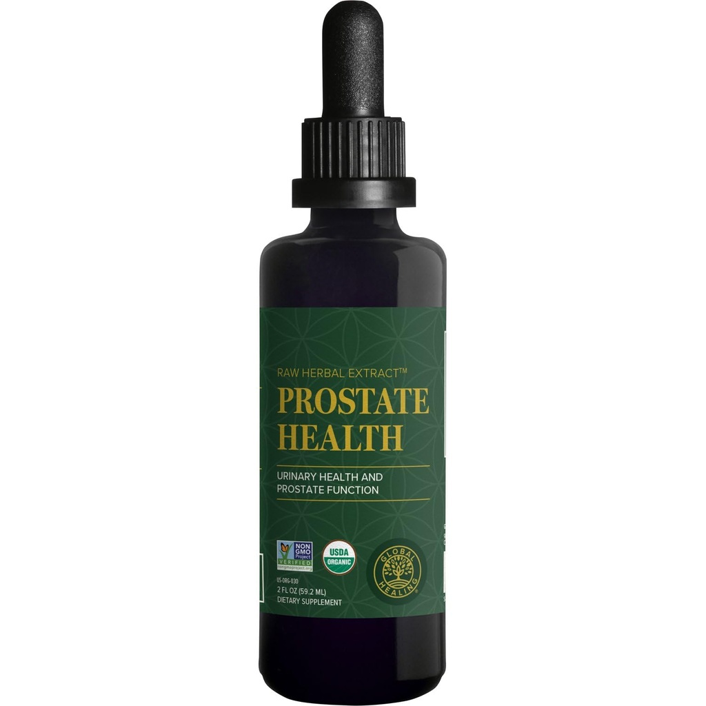 Global Healing Organic Prostate Health - Heren Health Supplement - Prostaat Supplementen Help Urinaire Blaascontrole, frequent urinevrij Vermindert badkamertrips - 2 Fl Oz
