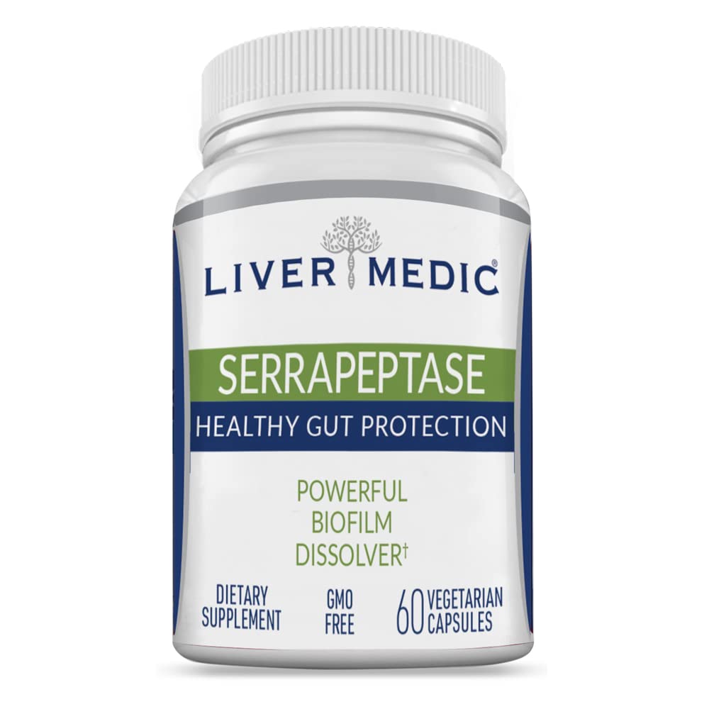 Serrapeptase Pure Digestief Proteolytische Enzymen Enteric Coated Premium Gezonde Gut Protection en Vegan Lever Ondersteuning Supplement voor Sinus, Ademhalings- en Gut Health NonGMO (60 Caps)