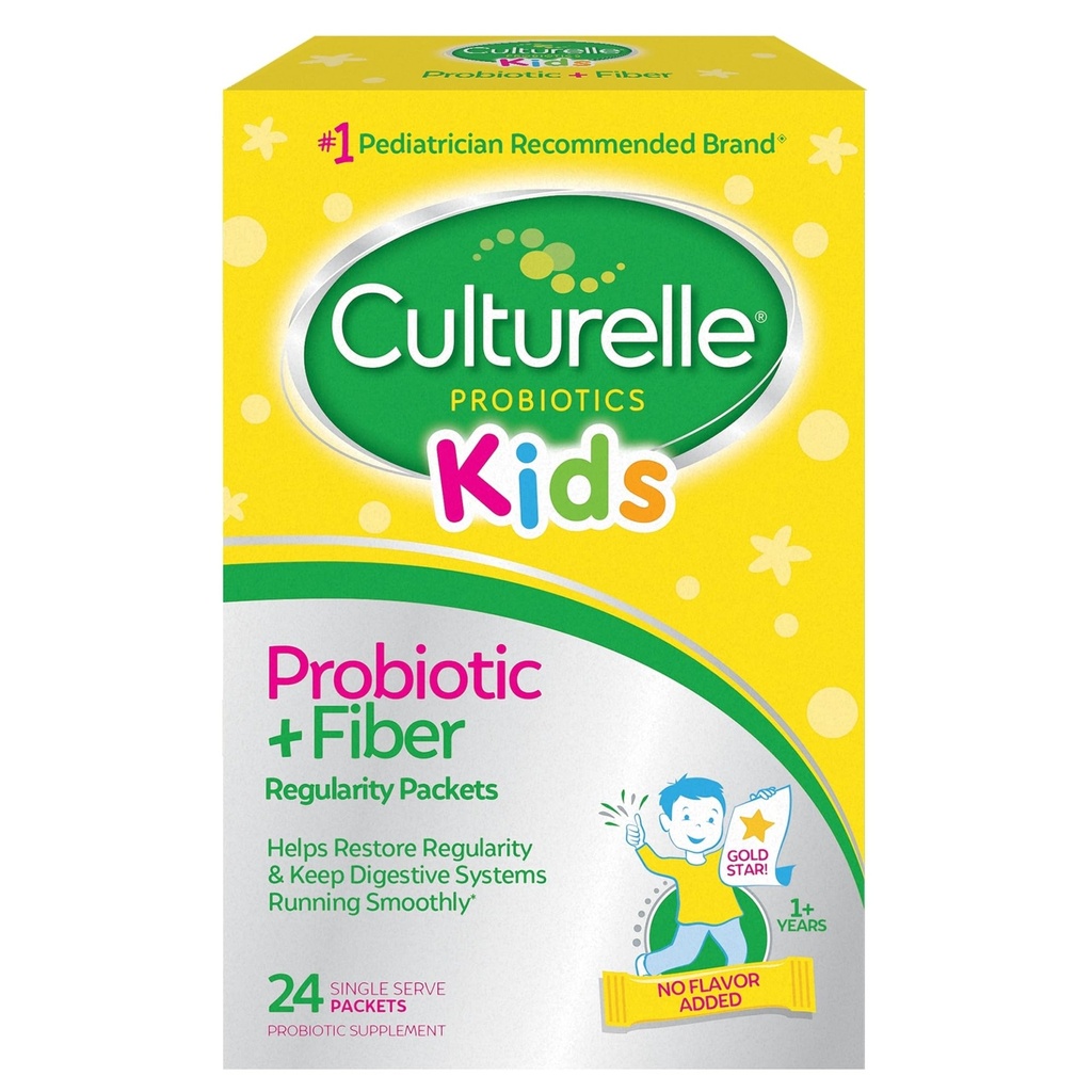 Culturelle Kids Probiotic + Fiber Packets (Ages 3+) - 24 Telling - Digestieve Gezondheid & Immuun Ondersteuning - Helpt Herstel Regularity (Verpakking kan variëren)